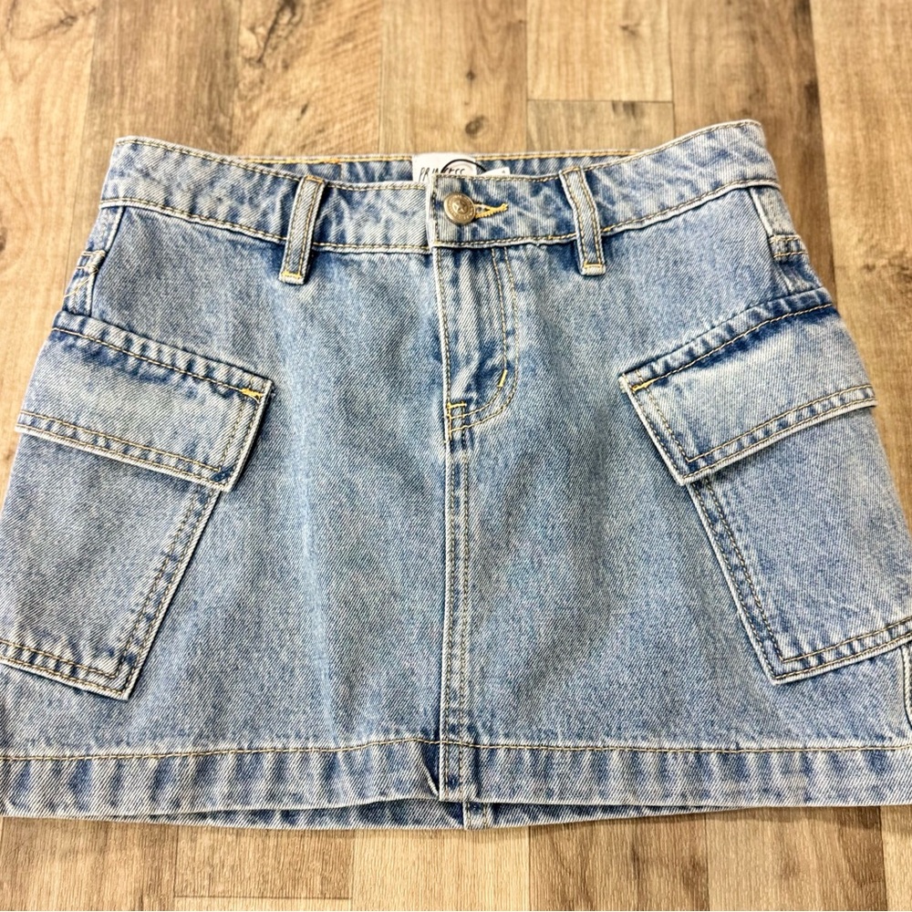 Princess Polly Denim‎ Cargo Mini Skirt Size 0 Blue Utility Pockets Y2K